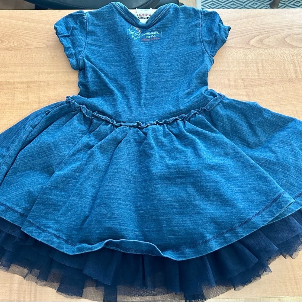 Diesel industrial Hello Kitty girls size 2 blue jean puff dress - Picture 2 of 7